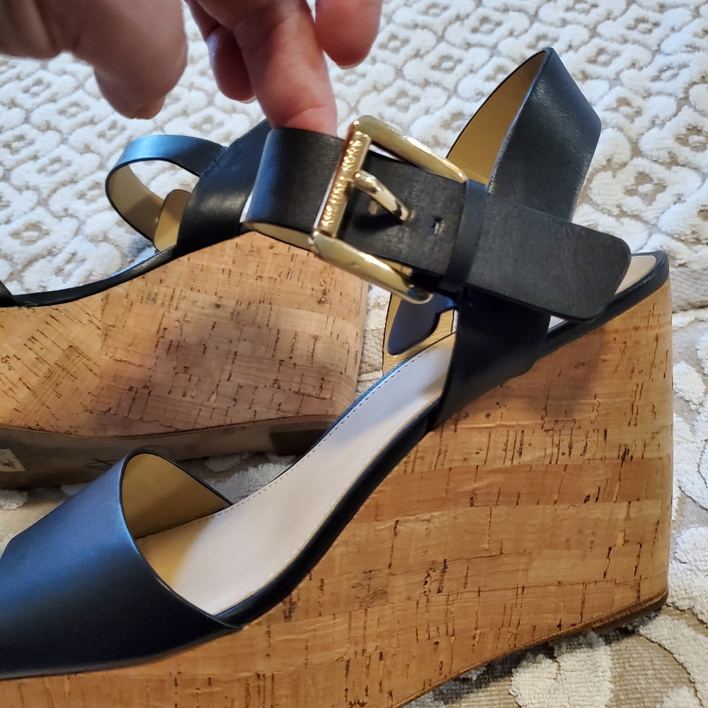 Michael Kors leather and cork platform wedge sandals - Picture 6 of 16